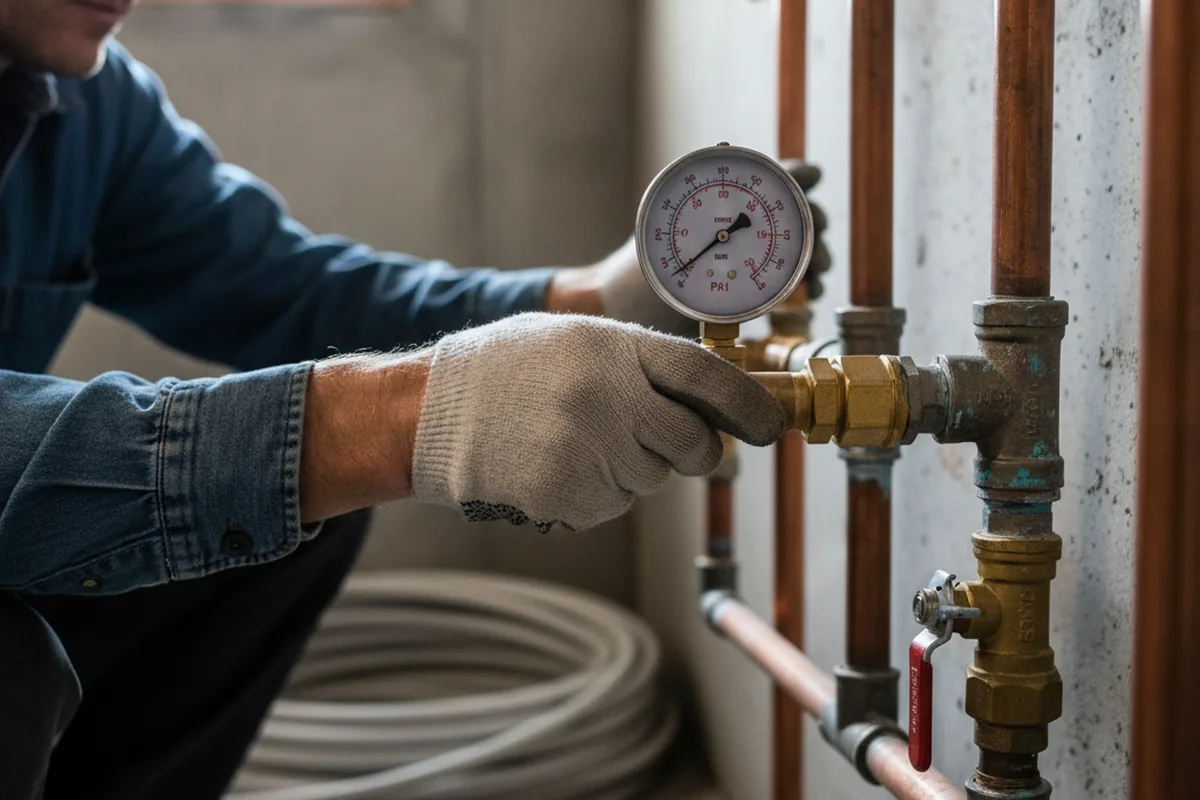 Pressure testing a repaired line during Water Line Repair in Equality